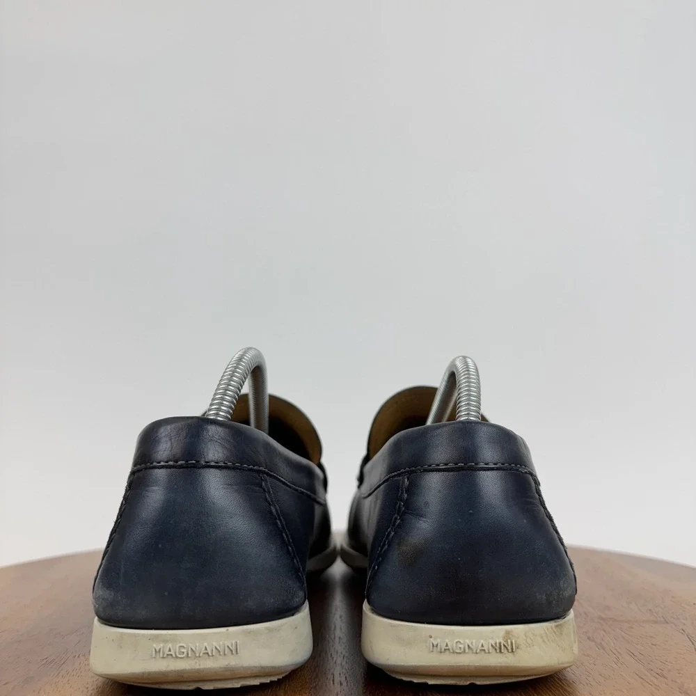 Mens‎ Magnanni Laguna Leather Blue Formal Casual Penny Loafers Shoes Size 8.5 M